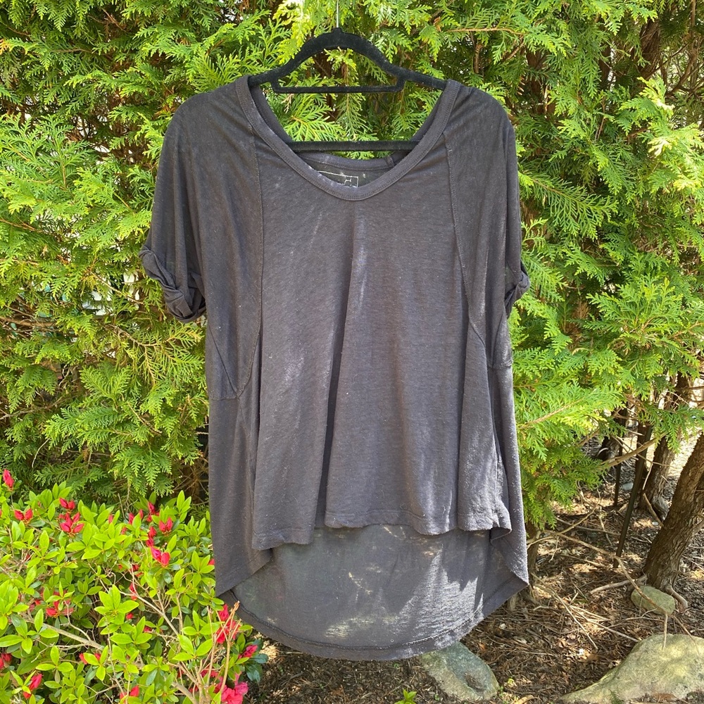 Free People Black Short Sleeve Shirt